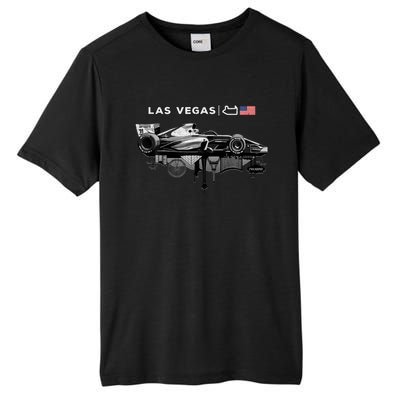 Formula Racing Open Wheel Car Las Vegas Circuit Usa Flag Tall Fusion ChromaSoft Performance T-Shirt