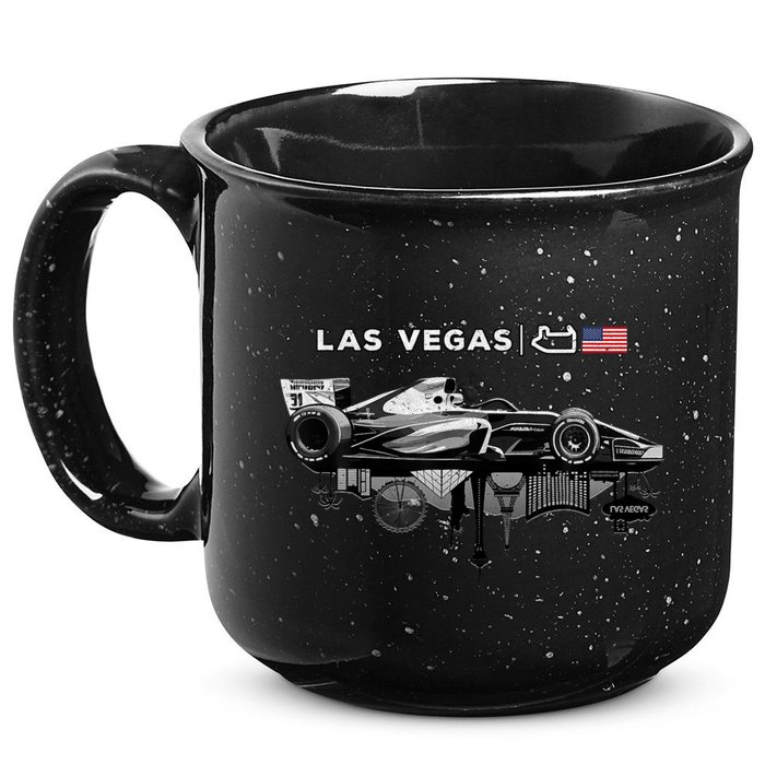Formula Racing Open Wheel Car Las Vegas Circuit Usa Flag 15oz Campfire Ceramic Mug