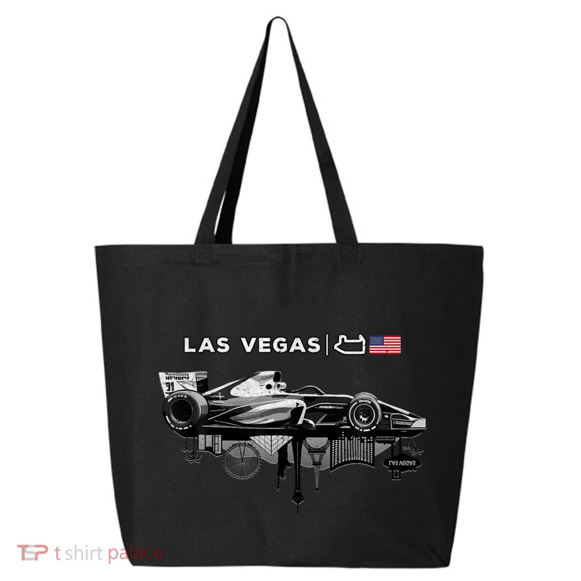 Formula Racing Open Wheel Car Las Vegas Circuit Usa Flag 25L Jumbo Tote