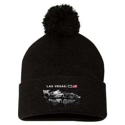 Formula Racing Open Wheel Car Las Vegas Circuit Usa Flag Pom Pom 12in Knit Beanie