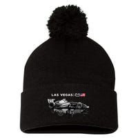 Formula Racing Open Wheel Car Las Vegas Circuit Usa Flag Pom Pom 12in Knit Beanie