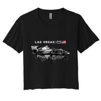 Formula Racing Open Wheel Car Las Vegas Circuit Usa Flag Crop Top