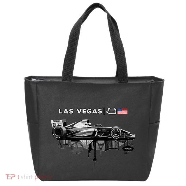 Formula Racing Open Wheel Car Las Vegas Circuit Usa Flag Zip Tote Bag