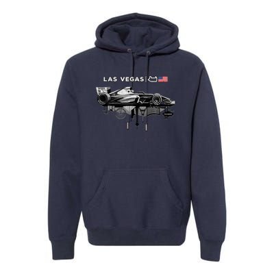 Formula Racing Open Wheel Car Las Vegas Circuit Usa Flag Premium Hoodie