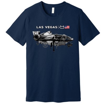 Formula Racing Open Wheel Car Las Vegas Circuit Usa Flag Premium T-Shirt