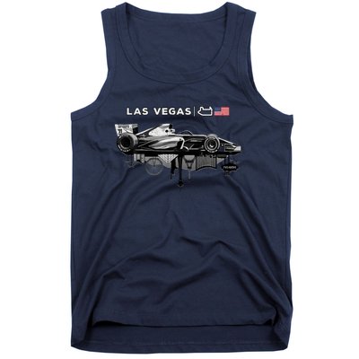 Formula Racing Open Wheel Car Las Vegas Circuit Usa Flag Tank Top