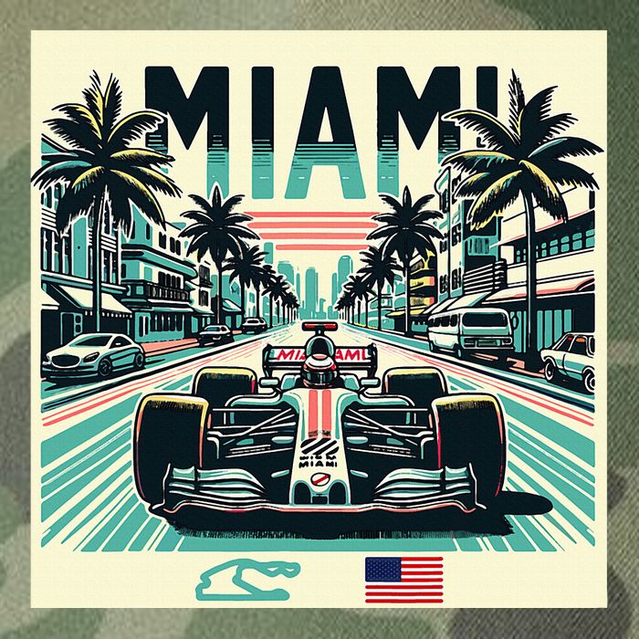 Formula Racing Open Wheel Car Retro Miami Circuit Usa Flag Legacy Tie Dye Trucker Hat