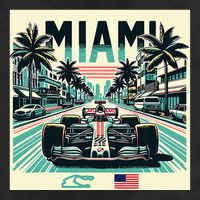 Formula Racing Open Wheel Car Retro Miami Circuit Usa Flag Cool Comfort Performance Bucket Hat