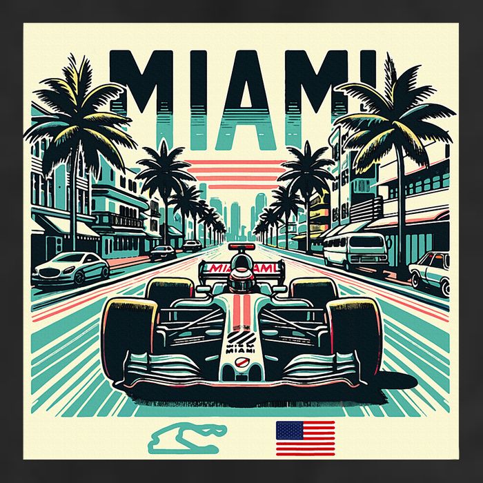 Formula Racing Open Wheel Car Retro Miami Circuit Usa Flag Cool Comfort Performance Bucket Hat