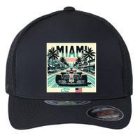 Formula Racing Open Wheel Car Retro Miami Circuit Usa Flag Flexfit Unipanel Trucker Cap