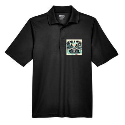 Formula Racing Open Wheel Car Retro Miami Circuit Usa Flag Men's Origin Performance Pique Polo