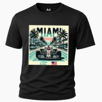 Formula Racing Open Wheel Car Retro Miami Circuit Usa Flag Performance Shirt