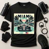 Formula Racing Open Wheel Car Retro Miami Circuit Usa Flag Performance Shirt