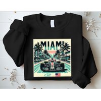 Formula Racing Open Wheel Car Retro Miami Circuit Usa Flag Sweatshirt