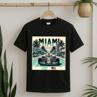 Formula Racing Open Wheel Car Retro Miami Circuit Usa Flag T-Shirt