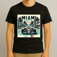 Formula Racing Open Wheel Car Retro Miami Circuit Usa Flag T-Shirt