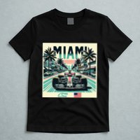 Formula Racing Open Wheel Car Retro Miami Circuit Usa Flag T-Shirt