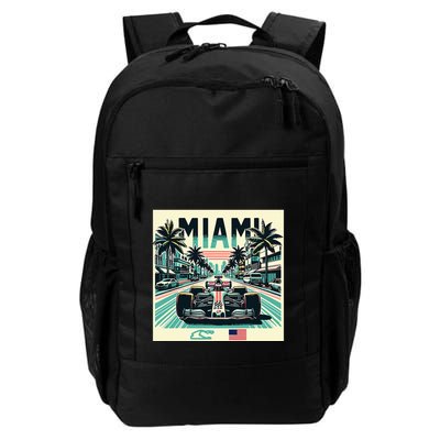 Formula Racing Open Wheel Car Retro Miami Circuit Usa Flag Backpack