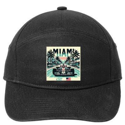 Formula Racing Open Wheel Car Retro Miami Circuit Usa Flag 7-Panel Snapback Hat