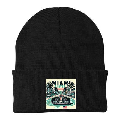 Formula Racing Open Wheel Car Retro Miami Circuit Usa Flag Beanie