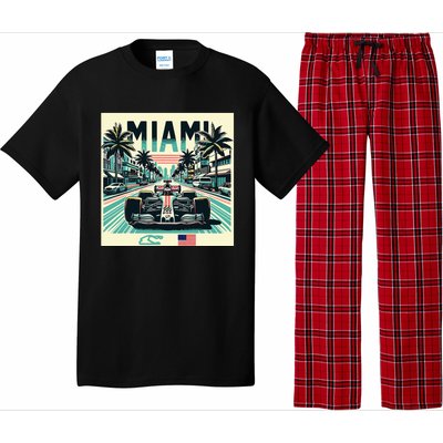 Formula Racing Open Wheel Car Retro Miami Circuit Usa Flag Pajama Set