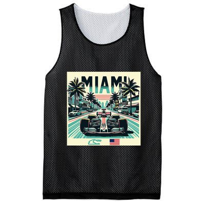 Formula Racing Open Wheel Car Retro Miami Circuit Usa Flag Mesh Reversible Basketball Jersey Tank