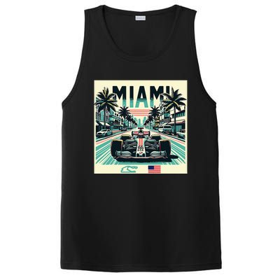 Formula Racing Open Wheel Car Retro Miami Circuit Usa Flag PosiCharge Competitor Tank