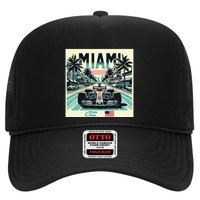 Formula Racing Open Wheel Car Retro Miami Circuit Usa Flag Trucker Hat