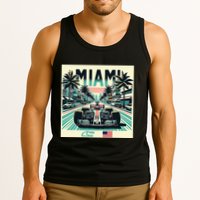 Formula Racing Open Wheel Car Retro Miami Circuit Usa Flag Tank Top