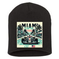 Formula Racing Open Wheel Car Retro Miami Circuit Usa Flag Short Acrylic Beanie