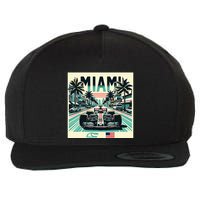 Formula Racing Open Wheel Car Retro Miami Circuit Usa Flag Wool Snapback Cap
