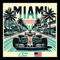 Formula Racing Open Wheel Car Retro Miami Circuit Usa Flag Wool Snapback Cap
