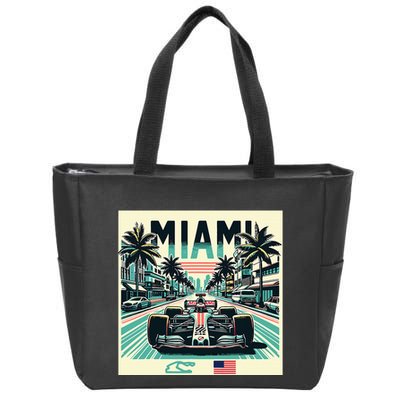 Formula Racing Open Wheel Car Retro Miami Circuit Usa Flag Zip Tote Bag