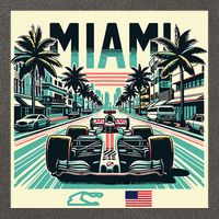 Formula Racing Open Wheel Car Retro Miami Circuit Usa Flag Cotton Canvas Backpack