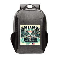 Formula Racing Open Wheel Car Retro Miami Circuit Usa Flag Vector Backpack