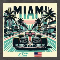 Formula Racing Open Wheel Car Retro Miami Circuit Usa Flag Vector Backpack
