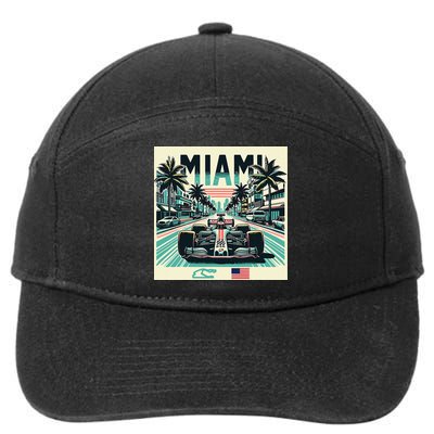 Formula Racing Open Wheel Car Retro Miami Circuit Usa Flag 7-Panel Snapback Hat