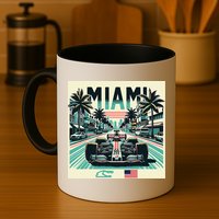 Formula Racing Open Wheel Car Retro Miami Circuit Usa Flag Mug