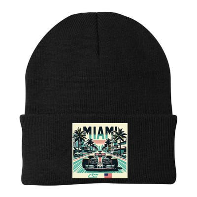 Formula Racing Open Wheel Car Retro Miami Circuit Usa Flag Beanie