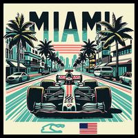 Formula Racing Open Wheel Car Retro Miami Circuit Usa Flag Drawstring Bag