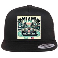 Formula Racing Open Wheel Car Retro Miami Circuit Usa Flag Flatbill Hat