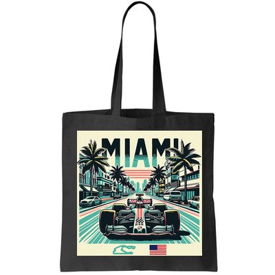 Formula Racing Open Wheel Car Retro Miami Circuit Usa Flag Bag