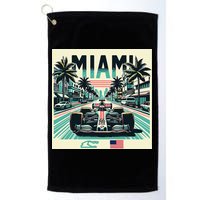 Formula Racing Open Wheel Car Retro Miami Circuit Usa Flag Golf Towel