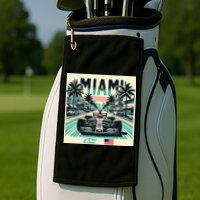 Formula Racing Open Wheel Car Retro Miami Circuit Usa Flag Golf Towel