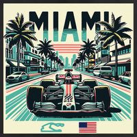 Formula Racing Open Wheel Car Retro Miami Circuit Usa Flag Golf Towel
