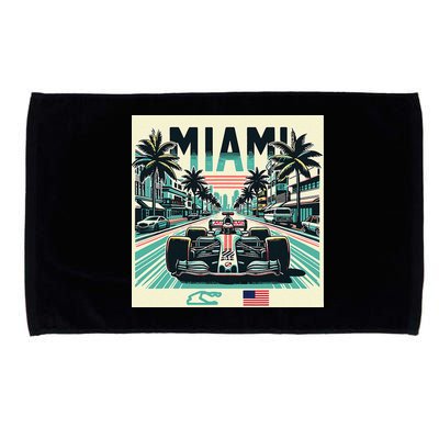 Formula Racing Open Wheel Car Retro Miami Circuit Usa Flag Microfiber Hand Towel