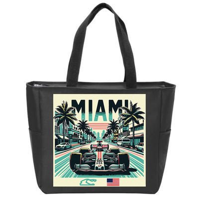 Formula Racing Open Wheel Car Retro Miami Circuit Usa Flag Zip Tote Bag