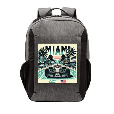 Formula Racing Open Wheel Car Retro Miami Circuit Usa Flag Vector Backpack