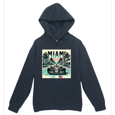 Formula Racing Open Wheel Car Retro Miami Circuit Usa Flag Urban Pullover Hoodie