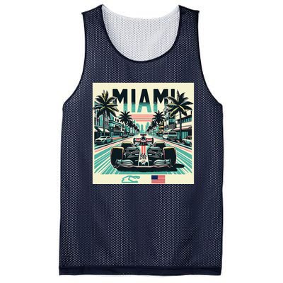 Formula Racing Open Wheel Car Retro Miami Circuit Usa Flag Mesh Reversible Basketball Jersey Tank